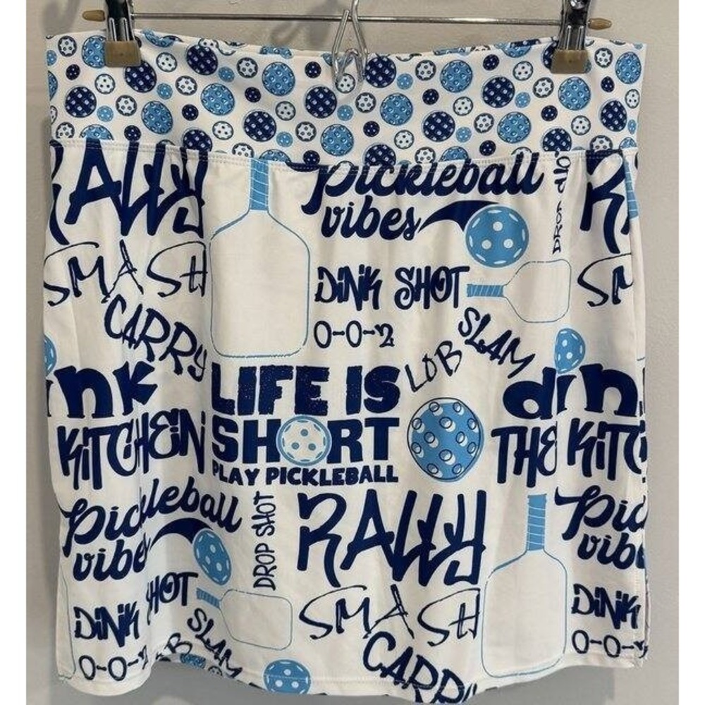 Skort Obsession PIckleball Vibes White Blue Active Skirt Skort Pocket Size XL